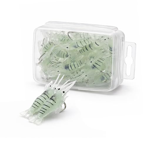 30pcs Luminous Soft Shrimp Fishing Lures Set - Green Variation