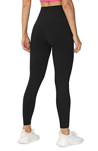 Women’s V Cross Waist Yoga Leggings - Tummy Control Workout Pants, Medium, Black