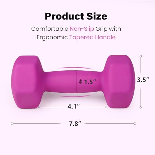 Purple 10lb Set of 2 Neoprene Dumbbells - Anti-Slip Hex Hand Weights for Strength Training