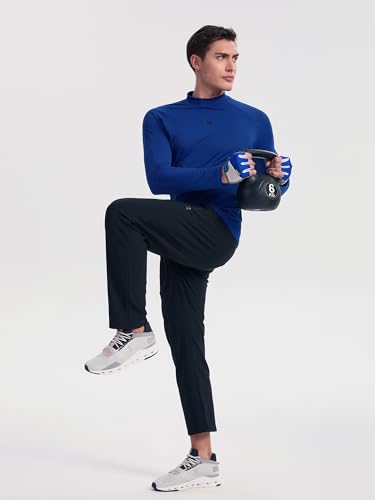 Men's Long Sleeve Turtleneck Workout Shirt - Blue, 3X-Large