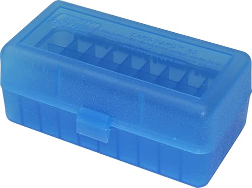 50-Round Rifle Ammo Box, Flip-Top Storage Case for WSSM & S&W - Clear Blue