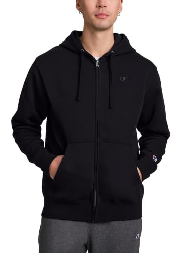 Men's Zip-Up Hoodie - Comfortable Fleece Sweatshirt - Medium/Black