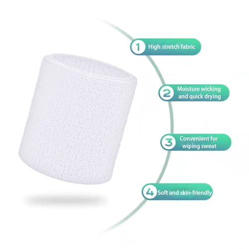Breathable Sweatbands for Men & Women - White Wristbands