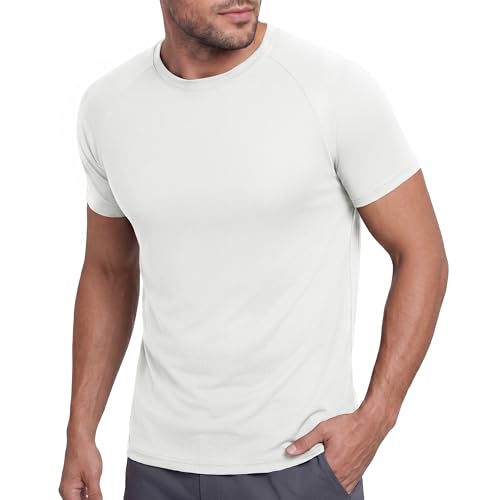 Mens Workout T-Shirt - Casual Black Quick Dry Crew Neck - Regular/Large