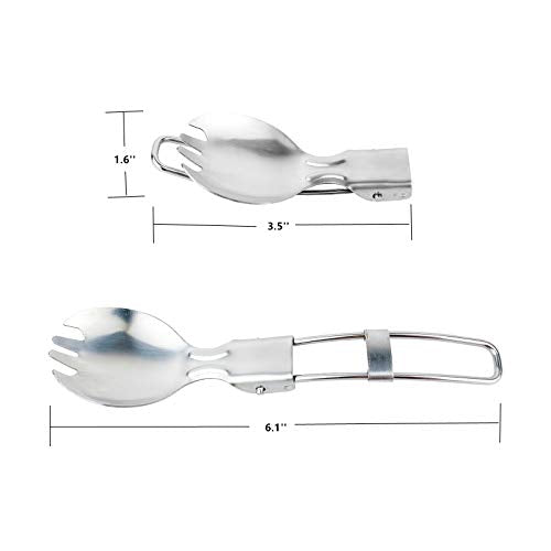 CCyanzi Blue 1200ml Collapsible Camping Bowl with Lid + Foldable Stainless Steel Fork & Spoon