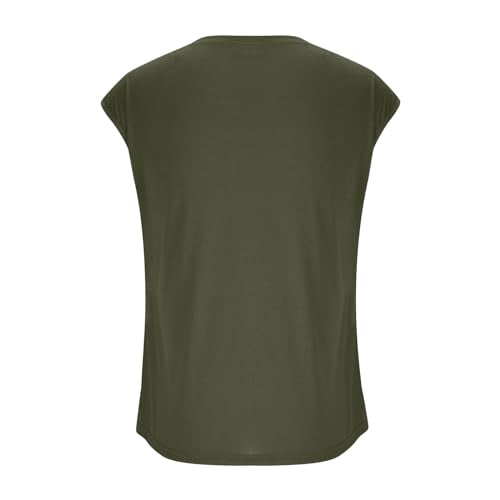 Mens Workout Tank Top - Summer Gym Fitness Cap Sleeve - Green, Medium