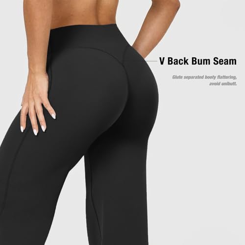 Women’s Black Wide Leg Yoga Pants - 31.7" Inseam, Medium Fit, Size 5'2"-5'5"