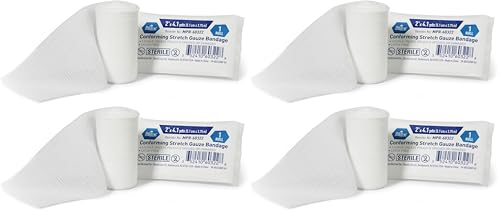Sterile Conforming Stretch Gauze Bandage Rolls - 2 Inch, 4-Pack