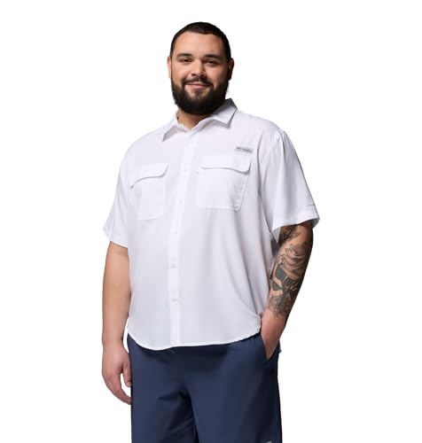 Columbia Men's PFG Backwater Short Sleeve Fishing Shirt - XL White UPF 40 Breathable