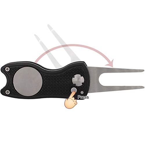 Golf Divot Repair Tool with Magnetic Ball Marker - Black