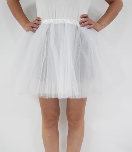 5-Layer Tulle Tutu Skirt for Women & Teens - White, 3X-Large