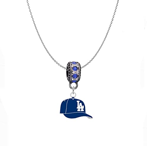 Los Angeles Dodgers Charm for Pandora Style Bracelets - Blue Crystals