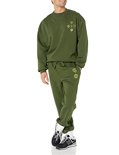Men's Oversized-Fit Crewneck Sweatshirt - Large / Dark Olive