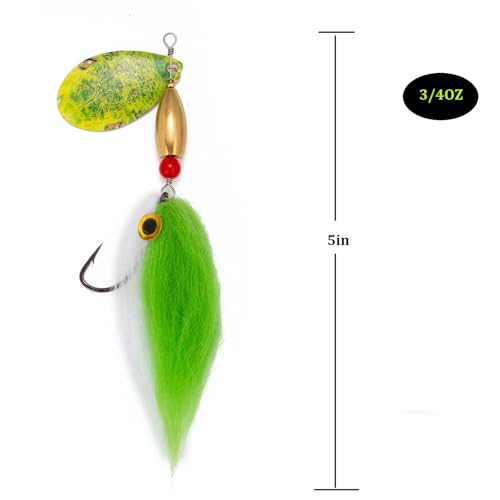 Pike Musky Walleye Fishing Lure Spinnerbait with Feathered Hooks - Style B Red