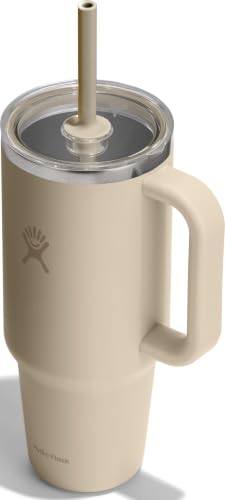 Hydro Flask 40 oz Travel Tumbler with Handle, Clear Lid & Straw - Oat