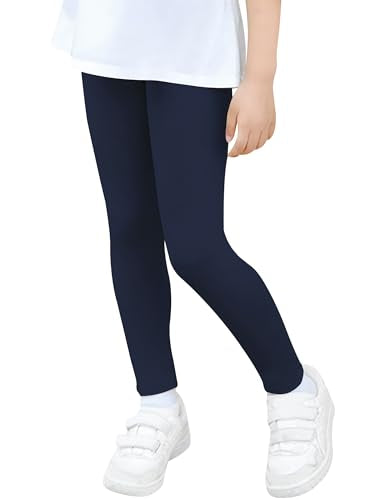 VOGRYE Girls 5T Leggings 4-Pack Cotton Blend Full Length Pants Black Grey Navy Pink