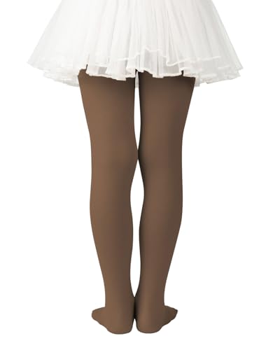 Toddler Ballet Tights for Girls - Opaque Footed Dance, 1-3T Coffee