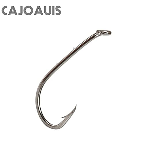 Offset Fishing Hooks - Barbed Shank, 100pcs, Model 2/0