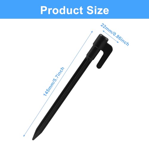 24 Pack 5.7 Inch Plastic Tent Stakes - Durable Canopy Anchoring Pegs - Black