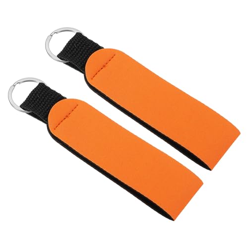 Waterproof Floating Neoprene Keychain - Orange, 2 Pcs