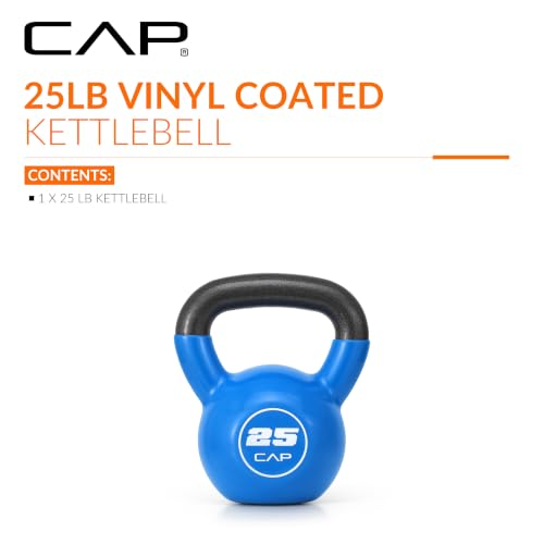 Vinyl Coated Cast Iron Kettlebell - 25 lb Weight for Home Gym