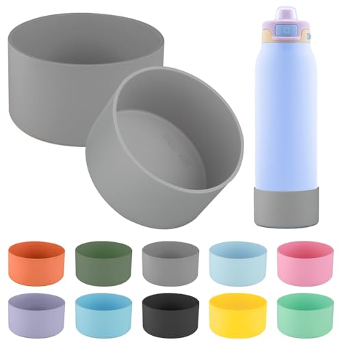 Silicone Bottom Covers for Ello Pop 22oz Water Bottle - Gray (2 Pack)