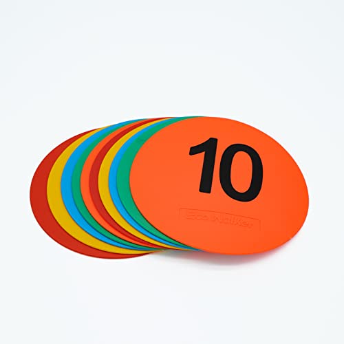 Flat Spot Markers for Sports Training - Pack of 10 - Numbers 1-10
