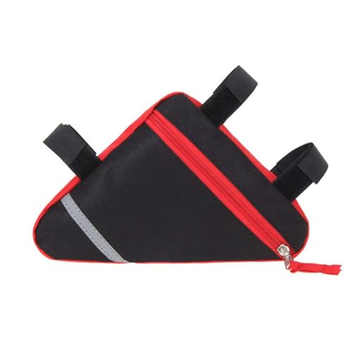 Waterproof Bike Triangle Bag with Reflective Strips - Red