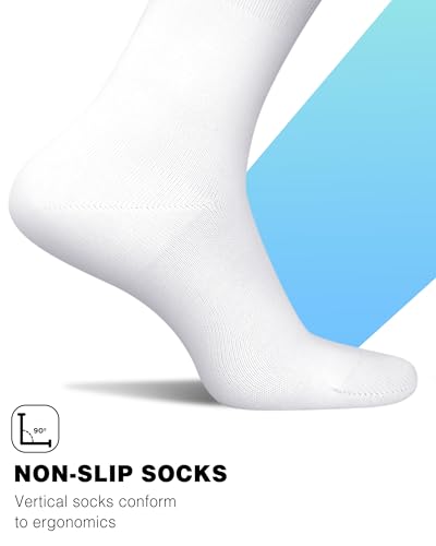 Amutost White Socks for Women 5 Pairs - Lightweight Breathable Non-Slip Heel Socks, Size 6-9