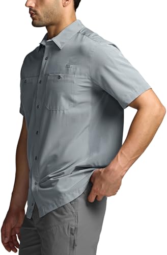 CQR Men's Tactical Short Sleeve Shirt Large Supervisor Grey UPF 50+ Ripstop Outdoor Workwear