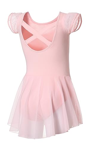 Ballet Leotard with Skirt for Girls - Flutter Sleeve & Criss-Cross Back