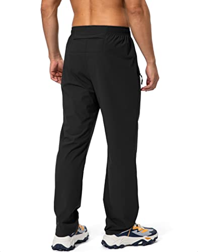 Pudolla Men's Athletic Jogging Pants Large Black with Zipper Pockets