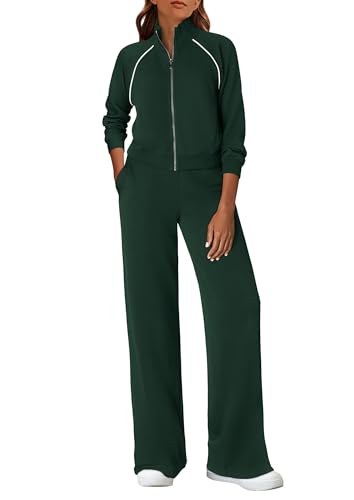 PRETTYGARDEN Women's 2 Piece Lounge Sweatsuit Sets - X-Large Dark Green