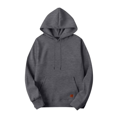 Men's Solid Pullover Hoodie with Pocket - XX-Large Dark Gray