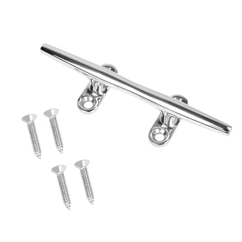 Hoffen 5 Inch Stainless Steel Boat Cleat 4 Pack Marine Dock Rope Fasteners
