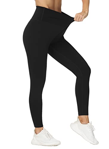 Women’s V Cross Waist Yoga Leggings - Tummy Control Workout Pants, Medium, Black
