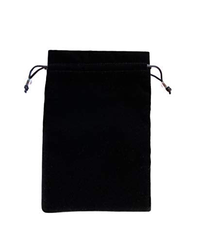 Black Velvet Drawstring Pouch - 6.1x9 inches with 2 Compartments