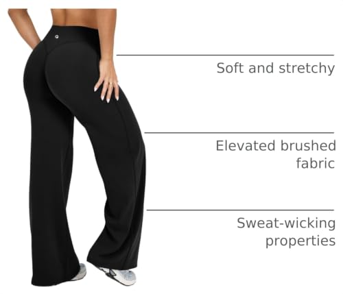 OQQ Yoga Pants Women Medium Black Casual Soft Straight Leg Bottoms (Variation: Medium / Black)