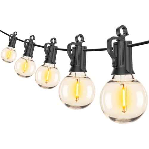 Brightown (2 Pack Outdoor String Lights - Globe Patio Lights 30 Ft with 30 G40 Shatterproof Bulbs, Waterproof Connectable Commercial Hanging Light for Backyard Bistro Porch Cafe Deck