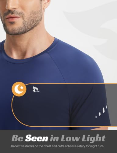 baleaf Men’s Large Navy Ice Cooling Running Shirt - Short Sleeve Athletic Shirt
