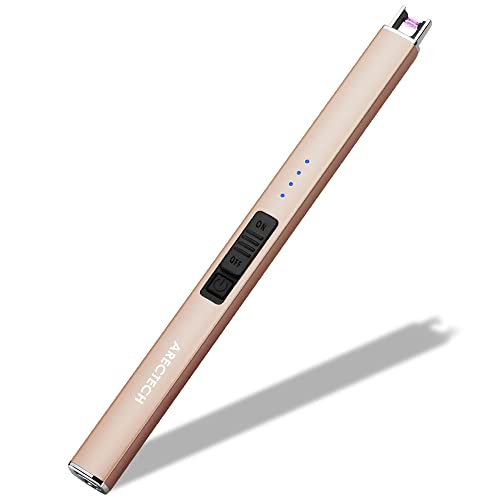 Rechargeable Plasma Arc Candle Lighter with Type-C Cable - Gold