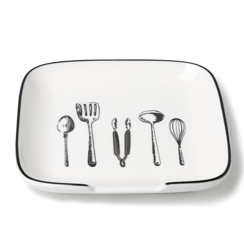 Ceramic Spoon Rest for Kitchen Counter - 4.75 Inch, White