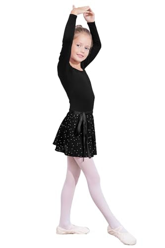 Ballet Leotard Dress for Girls - Longsleeve Black 4-5T