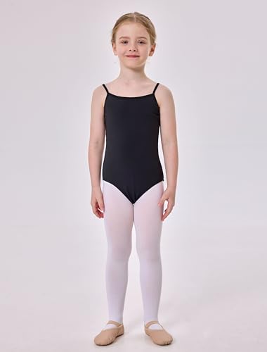 Mecceos Girls' Black Camisole Ballet Leotard for Toddler Kids 4-6 Years