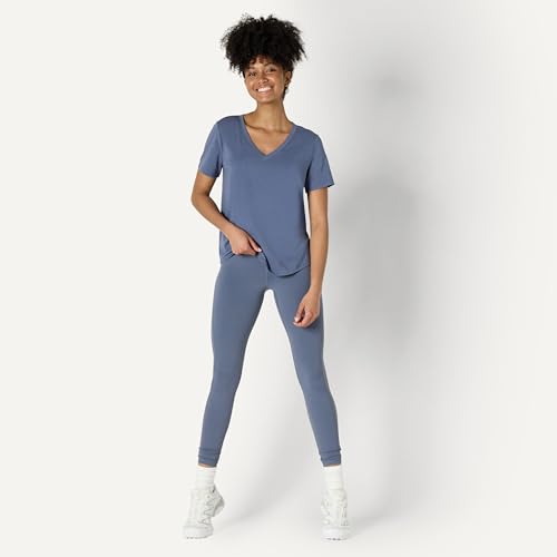 Amazon Essentials Women's Large Slate Grey Lightweight Cotton Modal V-Neck Yoga T-Shirt