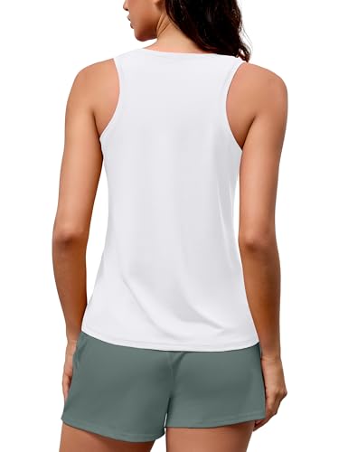 Women's Lightweight Racerback Workout Tank Top - White, Medium