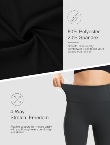 Large Black High Waist Yoga Leggings with Pockets - DLOODA Women