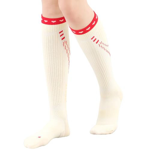 Graduated Compression Socks 15-20 mmHg for Travel & Nursing - Ivory Ruby S-M