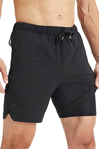 Fabletics Men's The One 7" Inseam Workout & Swim Shorts - Black, Large