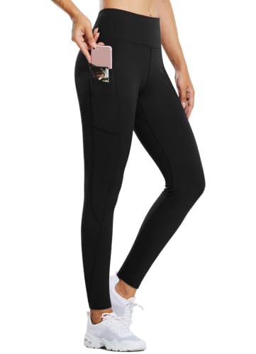 Women's Thermal Fleece Lined Leggings with Pockets - Water Resistant, Cold Weather